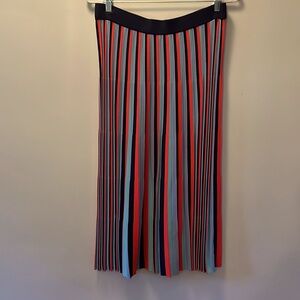 Halogen (Nordstrom brand) Knit Striped Pleated Midi Skirt in Fantastic Colors! L